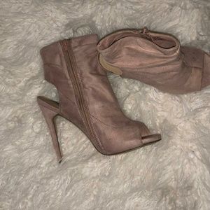 Pink open toe open heel heels